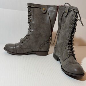 Madden Girl Gray Lace-Up Combat Boots